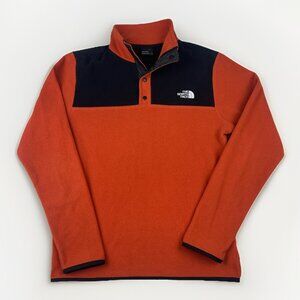 The North Face Pullover Men S 1/4 Snap Fleece TKA Glacier Jacket Orange Outdoor